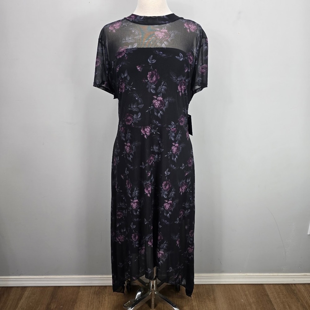 NWT Midnight Hour Midi Dress‎ 5X Floral Whimsigoth Fairy Grunge Romantic Goth